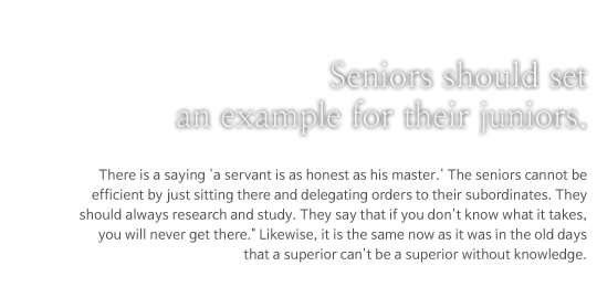 Seniors should set an example for their juniors.