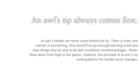 An awl's tip always comes first.